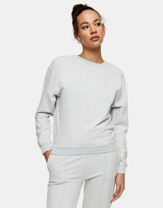 Шалфейно-зеленый свитшот с эффектом кислотной стирки Topshop-Зеленый цвет