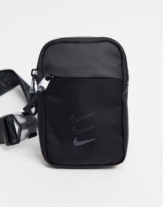 Черная сумка через плечо с названием бренда на ремешках Nike-Черный