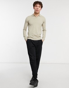 Облегающее трикотажное поло бежевого цвета ASOS DESIGN-Нейтральный
