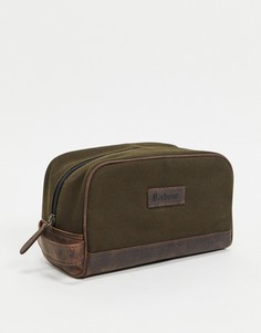 Кожаный несессер с короткой ручкой оливково-коричневого цвета Barbour-Зеленый цвет