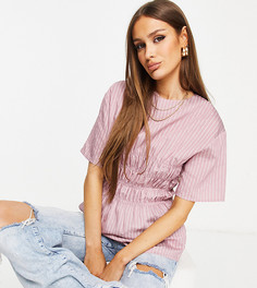 Розовый присборенный топ в полоску Missguided-Розовый цвет
