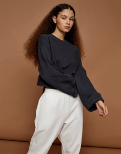 Темно-серый свитшот с завязкой на спине Topshop Premium Leisure