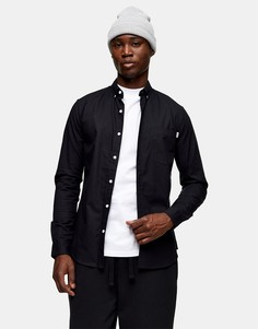 Черная оксфордская рубашка облегающего кроя Topman-Черный цвет