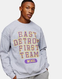 Серый свитшот с принтом "East Detroit" Topman