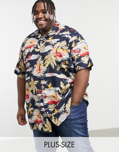 Рубашка с короткими рукавами и гавайским принтом Tommy Hilfiger-Темно-синий