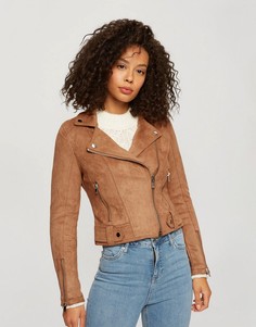 Светло-коричневая короткая куртка из искусственной замши Miss Selfridge-Коричневый цвет