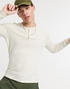 Трикотажное облегающее поло кремового цвета с планкой на пуговицах ASOS DESIGN-Белый