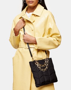 Черная стеганая сумка через плечо с цепочкой Topshop-Черный цвет