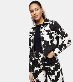 Монохромная куртка с коровьим принтом Topshop Petite-Коричневый цвет