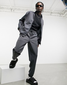 Темно-серый спортивный костюм в стиле oversized с курткой и джоггерами ASOS DESIGN-Черный цвет