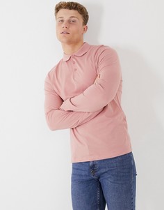 Розовая футболка-поло из органического хлопка с длинными рукавами ASOS DESIGN-Розовый цвет