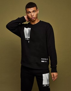 Черный свитшот с принтом "Relativity" Topman