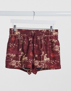 Красные короткие шорты для плавания с принтом ASOS DESIGN-Красный