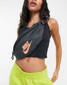 Серая с оранжевой отделкой сумка-кошелек на пояс и через плечо Nike Heritage-Серый