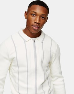 Джемпер белого и серебристого цвета на молнии Topman-Серебристый