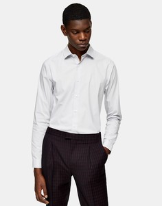 Светло-серая эластичная рубашка с длинными рукавами Topman-Серый