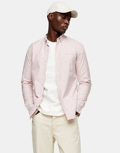Розовая оксфордская рубашка облегающего кроя из эластичной ткани Topman-Розовый цвет