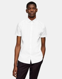 Белая эластичная рубашка с короткими рукавами Topman-Белый