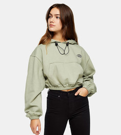 Шалфейно-зеленый худи с надписью "International" Topshop Petite-Серо-бежевый