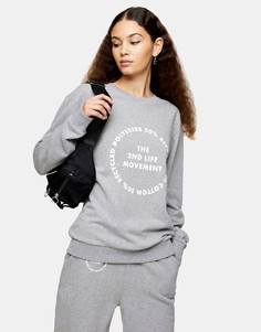 Серый меланжевый свитшот с графическим принтом Topshop