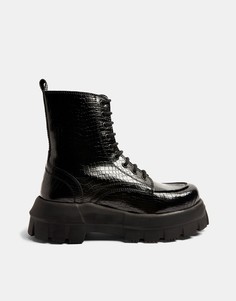 Черные ботинки на массивной подошве со шнуровкой Topshop-Черный цвет