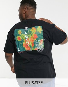 Черная oversize-футболка с принтом "Osaka" Topman Big & Tall-Черный цвет