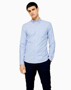 Синяя эластичная оксфордская рубашка с длинными рукавами Topman-Голубой