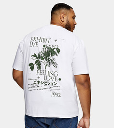 Белая футболка с принтом "Exhibit" Topman Big & Tall-Белый