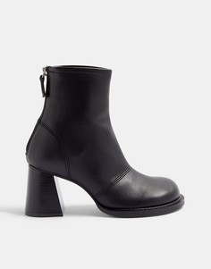 Черные ботинки с круглым носком на зауженном каблуке Topshop-Черный цвет