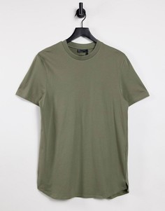 Длинная футболка цвета хаки с разрезами по бокам ASOS DESIGN-Зеленый цвет