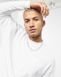 Белый oversized-лонгслив из вафельного трикотажа с карманом и декоративным швом ASOS DESIGN