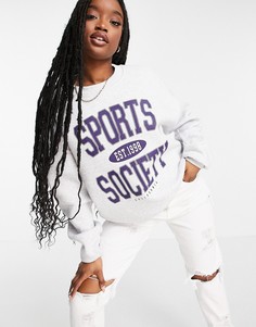Oversized-свитшот серого цвета с надписью "Sports Society" ASOS DESIGN-Серый