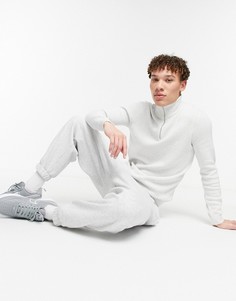 Белый хлопковый джемпер с молнией ASOS DESIGN-Серый