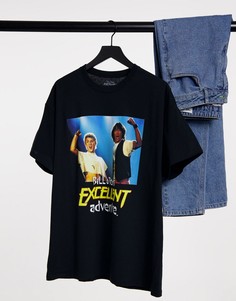 Черная футболка в стиле oversized с принтом «Билл и Тед» New Look-Черный