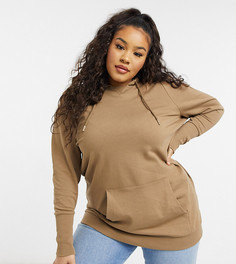Светло-коричневый премиальный худи в стиле oversized Vero Moda Curve-Коричневый цвет