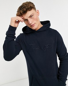Темно-синий окрашенный худи с вышивкой New Look-Голубой