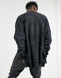 Черная трикотажная куртка-бомбер в стиле extreme oversized с эффектом кислотной стирки ASOS DESIGN-Зеленый цвет