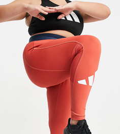 Красные леггинсы с логотипом с 3 полосками adidas Training Plus-Красный