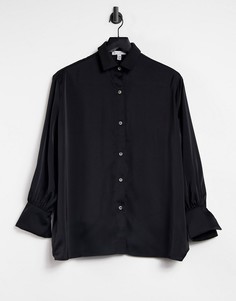 Черная рубашка с манжетами в стиле oversized Pretty Lavish-Черный цвет