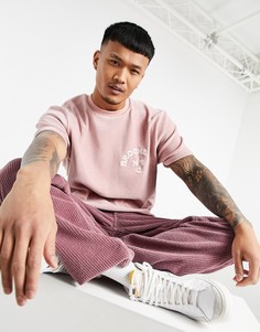 Свободная футболка из пыльно-розового вельвета с вышивкой "Brooklyn" ASOS DESIGN-Фиолетовый цвет
