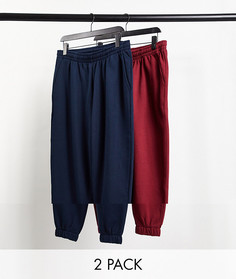 Набор из 2 джоггеров в стиле oversized темно-синего и бордового цвета ASOS DESIGN-Многоцветный