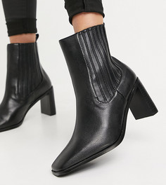 Черные ботинки челси на каблуке для широкой стопы RAID Wide Fit Benita-Черный цвет