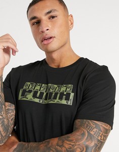 Черная футболка с камуфляжным логотипом на груди PUMA-Черный цвет
