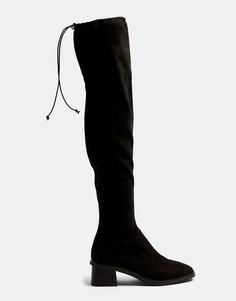 Черные сапоги на высоком каблуке длиной выше колен Topshop-Черный цвет