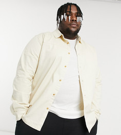 Рубашка цвета экрю из твила Topman Big & Tall-Светло-бежевый