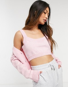 Бралетт мини из пушистого трикотажа от комплекта Fashion Union-Розовый цвет