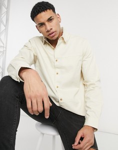 Рубашка из твила цвета экрю с длинными рукавами Topman-Светло-бежевый