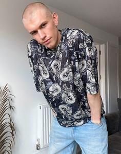 Черная oversized-футболка со сплошным звериным принтом ASOS DESIGN-Многоцветный