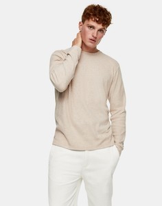 Бежевый лонгслив в рубчик Topman-Белый
