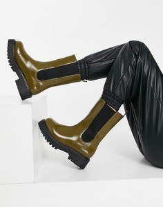 Коричневые ботинки из искусственной кожи на массивной подошве Monki Maddie-Коричневый цвет